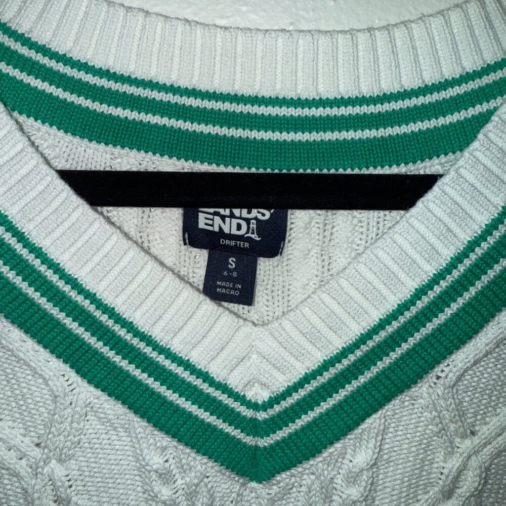 100% Cotton V-Neck Cable Sweater